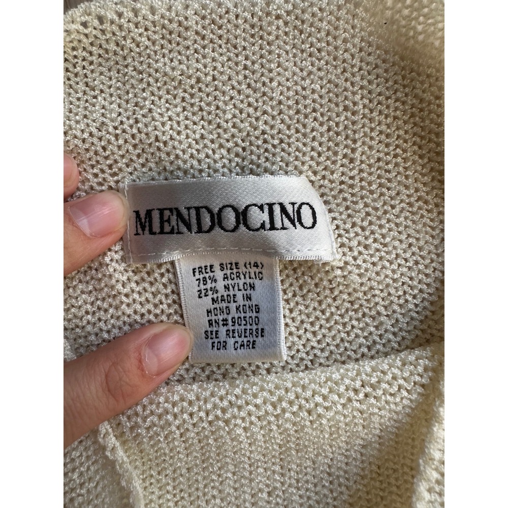 Mendocino Womens Cream Sleeveless Knit Mock Neck Top Tank Free Size 14, Xs/s - Picture 2 of 3